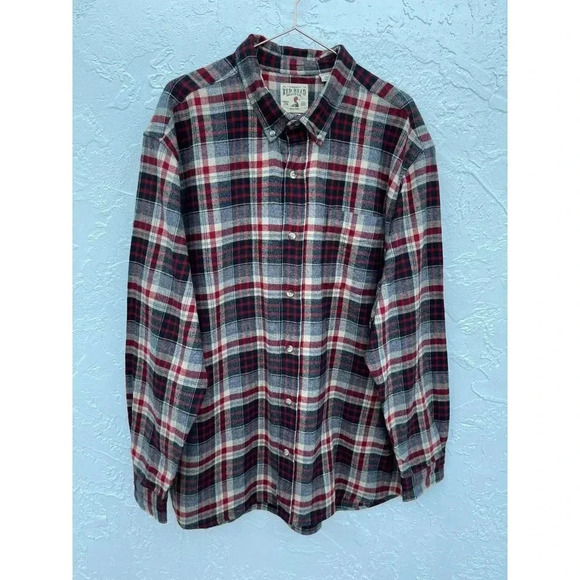 Red Head Brand Co Adult Flannel Checkered Long Sleeve Collared Shirt Red Sz 2XL - Picture 1 of 10
